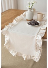 Resim Rufle Fırfırlı Keten Runner 40 X 110 Cm Bej Diğer 