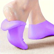 Resim Mor Silikon Nemlendirici Çoraplar, Peeling & Çatlak Açık Bej, Yüksek Esneklikli Ayak Kılıfları, Yeniden Kullanılabilir Silikon Kaplamalar, Nazik Hidrasyon, Günlük Bakım İçin Temel 