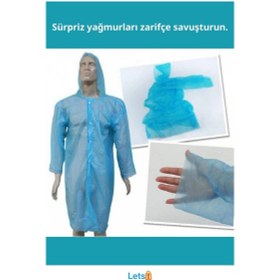 Resim Letsii Kapüşonlu Tek Kullanımlık Yağmurluk Renkli Ve Pratik Yağmura Karşı Koruma Çok Renkli 