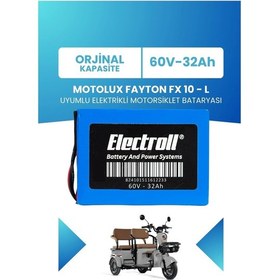 Resim Motolux Fayton Fx 10 - L Uyumlu Batarya Lifepo4 60v 32ah Elektrikli Motorsiklet Bataryası 
