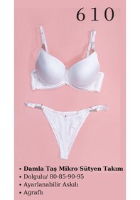 Resim Tılsım Lingerie Murays Kadın 3 Lü Damla Taş Mikro Sütyen Takım Beyaz/mavi/bordo 