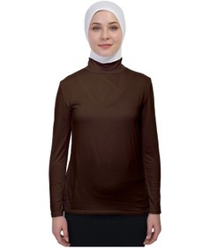 Resim Manolyaşal İslamic Hijab Hafif Uzun Kollu Balıkçı Yakalı Organik Kadın Body Çikolata 