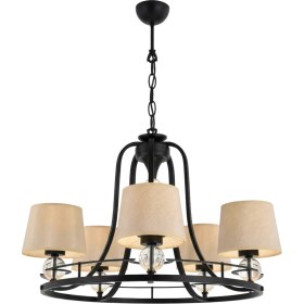 Resim Avonni AV-1597-5BSY-S Siyah Boya Modern Avize E27 Metal Cam H: 85 cm, Ø: 62 cm 