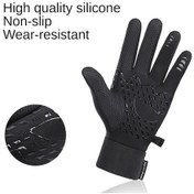 Resim Siyah Kış Erkek Kadın Kayak Kar Eldivenleri Su Geçirmez Bisiklet Eldiveni Tam Parmak Sıcak Termal Polar Eldiven Küçük Fermuarlı Cep Siyah 