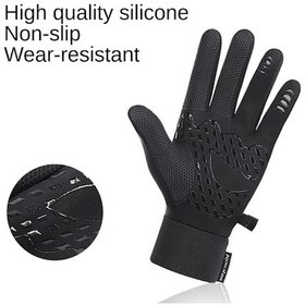 Resim Siyah Kış Erkek Kadın Kayak Kar Eldivenleri Su Geçirmez Bisiklet Eldiveni Tam Parmak Sıcak Termal Polar Eldiven Küçük Fermuarlı Cep Siyah 