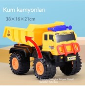 Resim Jian Fan Çocuk Büyük Boy Simülasyon Kayar Mühendislik Aracıbüyük Boy Damperli Kamyon Sarı 
