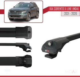 Resim Omad Kia Sorento X-LINE (MQ4) 2021 ve Sonrası ile uyumlu ACE-1 Ara Atkı Tavan Barı SİYAH 3 ADET BAR 