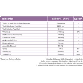 Resim Suda Collagen FXONE Hidrolize Kolajen,Glukozamin,Vitamin C,MSM,Boswella,Eklem- Kemik Portakal Aromalı 30Shot 