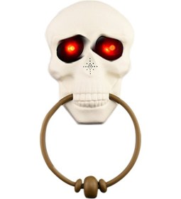 Resim Xiyyadms Dokunmatik Sesli Ve Işık Yayan Korkunç Kafatası Kapı Zili - Cadılar Bayramı Dekorasyonu 