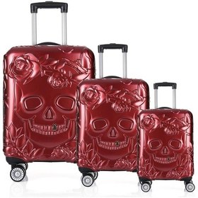 Resim Ççs 5217 Kuru Kafa Polikarbon 3 Lü Valiz Seti-bordo Bordo 
