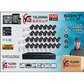 Resim 28'Li 5Mp Sony Lens Ahd Full Paket Güvenlik Kamerası 