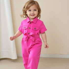 Resim Kızlar İçin Yazlık Şirin Kısa Kollu Tulum, 2'li Set - Dış Mekan ve Günlük Kullanım İçin Mükemmel 