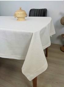 Resim Sade Keten Masa Örtüsü Modern Düz İşlemesiz Pamuklu Bodrum Keteni 