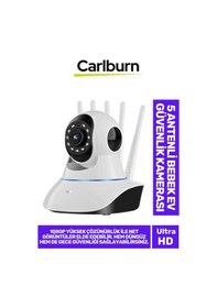 Resim 360 Dönebilen Panoramik Gece Görüş Hareket Algılama Çift Ses 5 Antenli Bebek Ev Güvenlik Kamera 