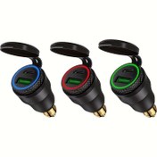 Resim Alüminyum Motosiklet Güç Adaptörü DIN Hella Fişinden Hızlı Şarjçı QC 3.0 USB ve Tip C Şarjçisi ile Uyumlu, for BMW Triumph Tiger Ducati Telefon Şarjçisi, Pil Olmadan 