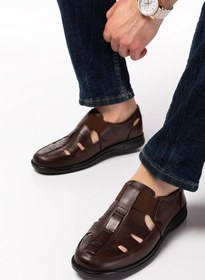 Resim maximoda Hakiki Deri, Terletmez, Klima Tabanlı, Rahat Kalıp Erkek Sandalet 