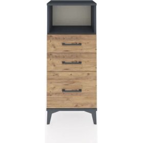 Resim Arges Komodin Tek Raflı 3 Çekmeceli 44X30X106 Antrasit-Çam 
