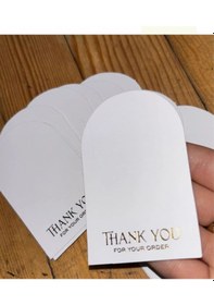 Resim Altın Yaldızlı Kesimli 50 Adet Thank You Teşekkür Kartı 