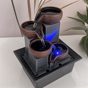 Resim Ev ve Ofis Dekoru, Feng Shui ve Meditasyon için Plastik Kapalı Şelale, Rahatlatıcı Masaüstü Su Özellikleri, 3 Katlı USB Güçlü Masa Şelalesi 