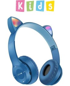 Resim Kensa Erkek Çocuklar Için Kedi Kulaklı Işıklı Mikrofonlu Kablosuz Bluetooth Kedili Çocuk Kulaklık 