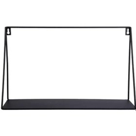 Resim Demir Kitaplık Siyah Duvar Rafı Kitaplık 