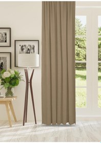 Resim Cheap's Home Petek Dokulu Kadife Dokuma Düz Dikiş Ekstrafor Büzgü Fon Perde Bej 