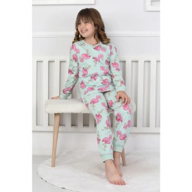 Resim Cute Flamingo Desenli Kız Çocuk Pijama Takımı 