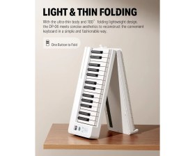 Resim Hepta Collection Dp-06 Katlanabilir Piyano, 61 Tuşlu Tam Boy Yarı Ağırlıklı Klavye, Bluetooth Taşınabilir E-Piyano, Y 