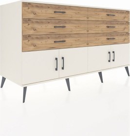Resim Kronos Konsol 2 Raflı 6 Çekmeceli 4 Kapaklı 176x59x99 Aytaşı-ayta Aytaşı-aytaşı/çam 
