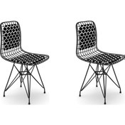 Resim Knsz kafes tel sandalyesi 2 li mazlum syhviona sırtminderli ofis cafe bahçe mutfak 