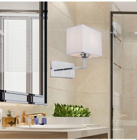 Resim Rylee Tekli Beyaz Şapkalı Krom Duvar Lambası Yatak Odası Yatak Başı Banyo Için Modern Aplik Beyaz 