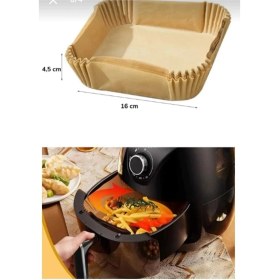 Resim Air Fryer Pişirme Kağıdı Yağlı Kağıt Kare Kraft 16CM Kare Lüx Pişirme Kağıdı 50 Adet 