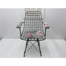 Resim Knsz kafes tel sandalyesi 1 li mazlum syhyaprak gri kumaş kolçaklı ofis cafe bahçe mutfak 