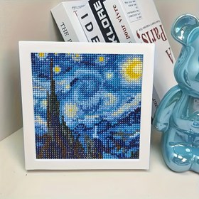 Resim Yıldızlı Gece Elmas Boyama - Yetişkin Başlangıççı Akrilik Tam Delme Sanat Seti, Çerçeve ile, Oturma Odası, Yatak Odası, Mutfak Dekoru için İdeal, Mükemmel Tatil Hediyesi, 7,87x7,87 İnç, Yatak Odası Duvar Sanatı | Yıldızlı Gece Tasarımı | Dayanıklı Akrilik Malzeme, Ay 