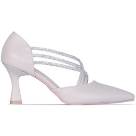 Resim Ayakcenter By2 Ayışığı Cilt 7cm Kadın Topuklu Ayakkabı Krem 