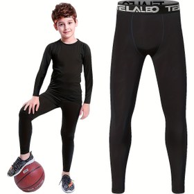 Resim TELALEO & Kompresyon Taytlar - Uyluk ve Baldır Destekli Atletik Taytlar, Hızlı Kuruyan Tüm Mevsim Koşu, Spor Salonu, Kayak, Bale Antrenman Pantolonu - Makinede Yıkanabilir / Genç Spor Alt Katmanı 