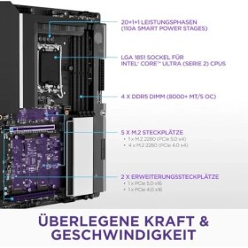 Resim Nzxt N9 Z890 - Core Ultra Için Intel Z890 Lga 1851 Atx Oyun Anakartı (Seri 2) - 20+1+1, Ddr5, 5x M.2, Pcıe 5.0, Wi-Fi 7, 5gbe, Thunderbolt 4 - Rgb, Tam Metal Kapak - Siyah 