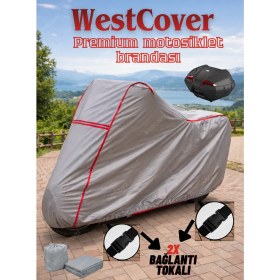 Resim WestCover Suzuki Gn 125 Topcase Uyumlu (Kırmızı-Dikişli) Reflektörlü Motosiklet Brandası 