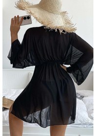 Resim Angelsin Uzun Önden Bağlamalı Plaj Elbisesi Pareo Kimono 001 