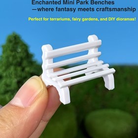 Resim 10 adet, Peri Bahçeleri, Dioramalar, Terraryumlar ve Minyatür Peyzaj Dekoru için Beyaz Plastikten Kalpli Kesikler ile 3D Kalp Şeklinde Mini Park Bankları 
