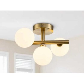 Resim Mylights Eskitme Kaplama Üçlü Modern Spor Plofonyer Tavan Acize Opal Camlı E27 Beyaz 