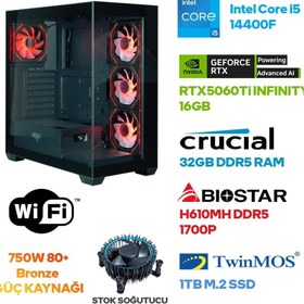 Resim Game Garaj Prime S11 Intel Core i5 14400F 32GB RAM 1TB SSD RTX5060Ti 16GB FreeDOS Oyuncu Tavsiye Sis 