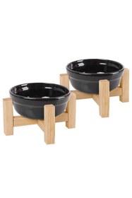 Resim Shop a Way gobypet always ama Kabı Ahşap Ked Kabı det Ked Su Kabı Ahşap Standlı Kedi Köpek Mama ve Su Kabı Sera 