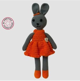 Resim Uretti - Birsen 2552 - El Yapımı Amigurumi Turuncu Elbiseli Tavşan - 35 Cm 