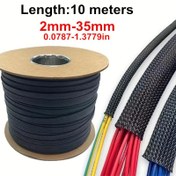 Resim 10 Metre Uzunluğunda Siyah İzoleli Örgü Kılıf 2/4/6/8/10/12/16/20/25/30/35mm Sıkı PET Tel Kablo Koruma Genişletilebilir Kablo Kılıfı Tel Glandı 