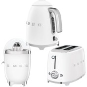 Resim Smeg Beyaz Kettle-1x2 Ekmek Kızartma Makinesi ve Narenciye Sıkacağı Seti 