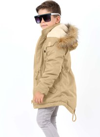 Resim Asortik Kids Erkek Çocuk Kanvas Kumaş Uzun Kışlık Mont-Kuru Temizleme Gerektirmez 