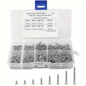 Resim 800 adet M2 Phillips Yırtmaç Başlı Kendinden Tapa Vida Assortment Kit - Paslanmaz Çelik, Düz Başlı, Ahşap İşleme ve DIY Projeleri için Çoklu Boyutlar, Hassas Phillips Sürücü, Tornavida Dahil, DIY Vida Assortment | Hassas Phillips Sürücü | Dayanıklı Vida, Vida Assortmen 