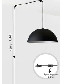 Resim Lipeo Fişe Takılabilir Tekli Avize Sarkıt Salon Mutfak Ofis Oturma Odası Aydınlatma Sarkıt Lamba Siyah 