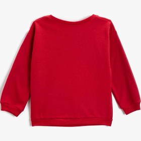 Resim Kız Bebek Yılbaşı Temalı Sweatshirt Bisiklet Yaka Pamuklu 